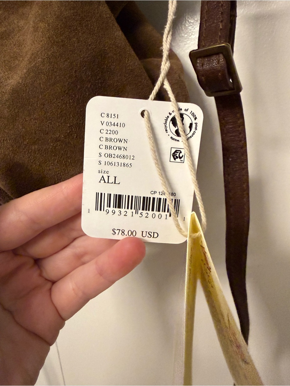 Free People Suki Mini Tote Brown Suede Crossbody New $78 - Picture 4 of 8